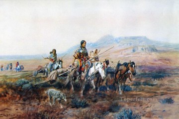 when the trail was long between camps 1901 Charles Marion Russell Oil Paintings